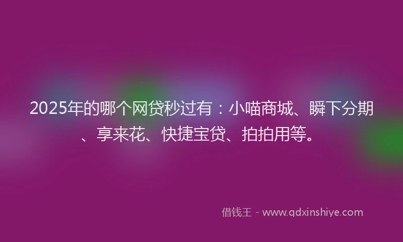 2025年的哪个网贷秒过有：小喵商城、瞬下分期、享来花、快捷宝贷、拍拍用等。