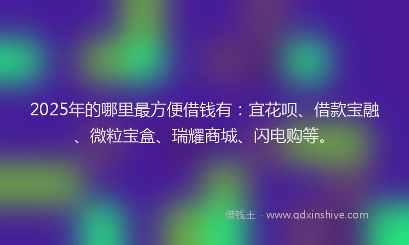 2025年的哪里最方便借钱有：宜花呗、借款宝融、微粒宝盒、瑞耀商城、闪电购等。