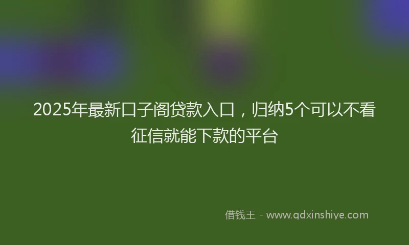 2025年最新口子阁贷款入口，归纳5个可以不看征信就能下款的平台