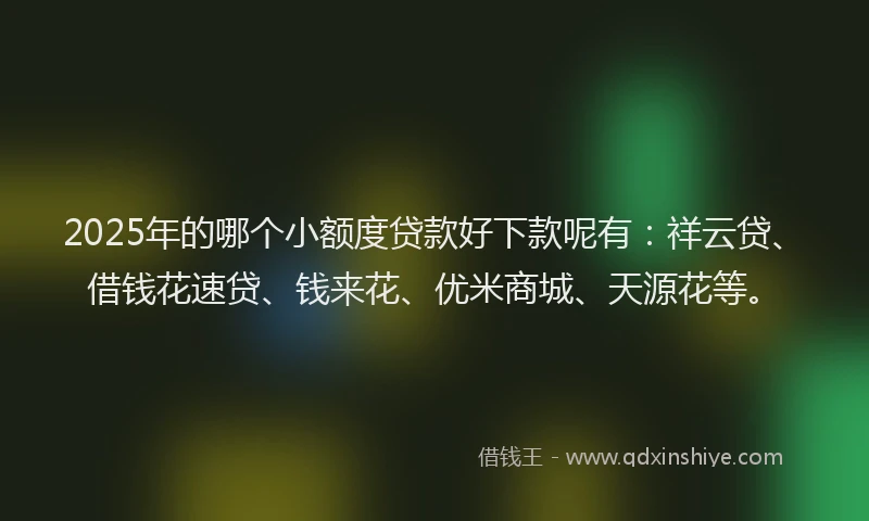 2025年的哪个小额度贷款好下款呢有：祥云贷、借钱花速贷、钱来花、优米商城、天源花等。