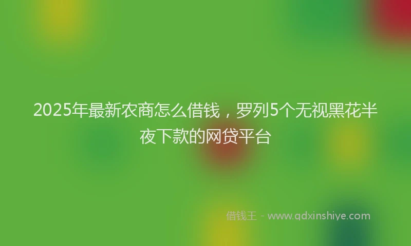 2025年最新农商怎么借钱，罗列5个无视黑花半夜下款的网贷平台
