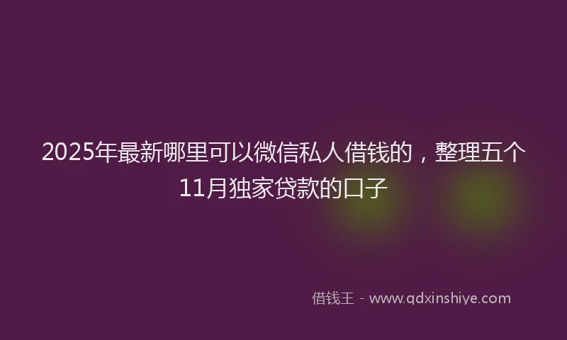 2025年最新哪里可以微信私人借钱的，整理五个11月独家贷款的口子