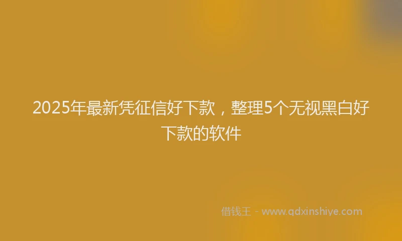 2025年最新凭征信好下款，整理5个无视黑白好下款的软件