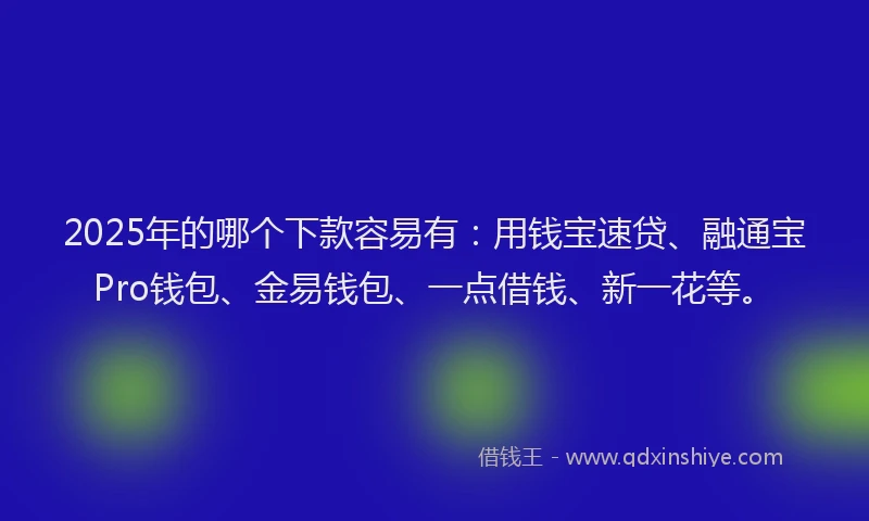 2025年的哪个下款容易有：用钱宝速贷、融通宝Pro钱包、金易钱包、一点借钱、新一花等。