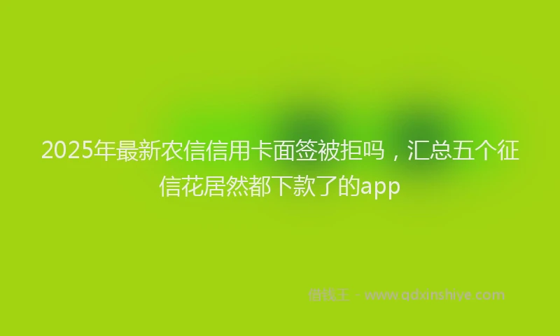 2025年最新农信信用卡面签被拒吗，汇总五个征信花居然都下款了的app
