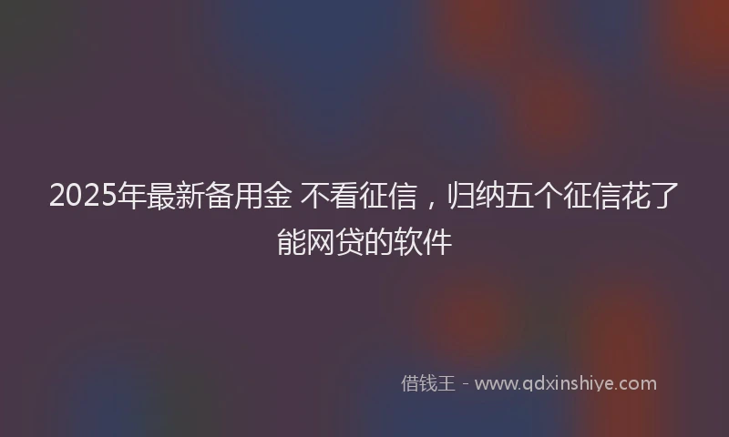 2025年最新备用金 不看征信，归纳五个征信花了能网贷的软件