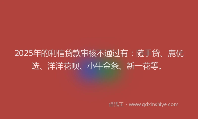 2025年的利信贷款审核不通过有：随手贷、鹿优选、洋洋花呗、小牛金条、新一花等。