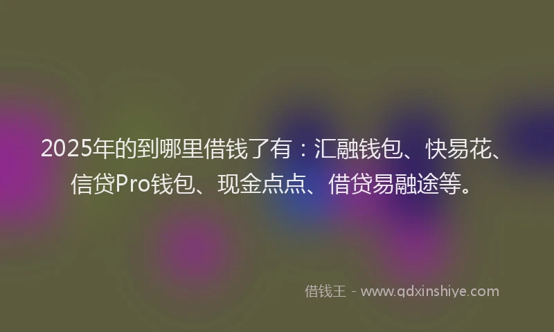 2025年的到哪里借钱了有：汇融钱包、快易花、信贷Pro钱包、现金点点、借贷易融途等。