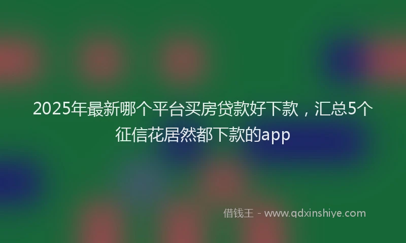 2025年最新哪个平台买房贷款好下款，汇总5个征信花居然都下款的app