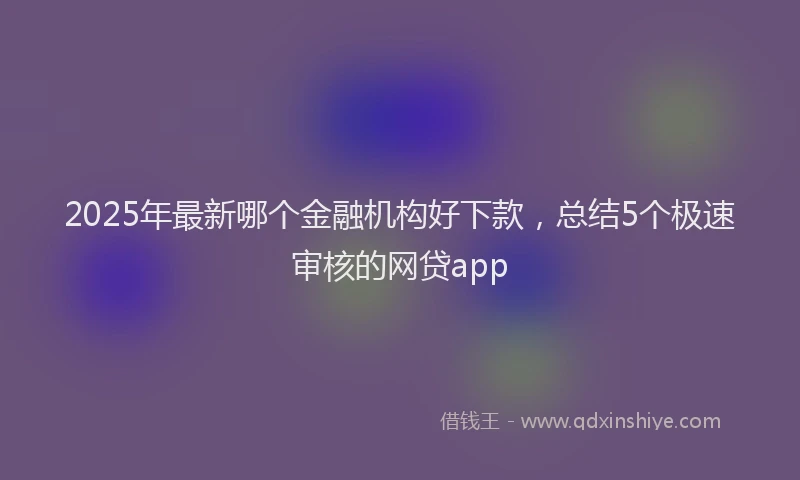 2025年最新哪个金融机构好下款，总结5个极速审核的网贷app