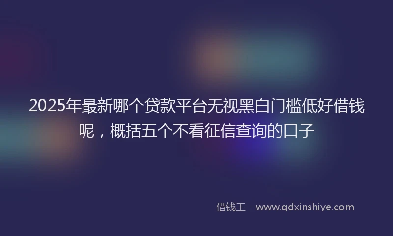 2025年最新哪个贷款平台无视黑白门槛低好借钱呢，概括五个不看征信查询的口子