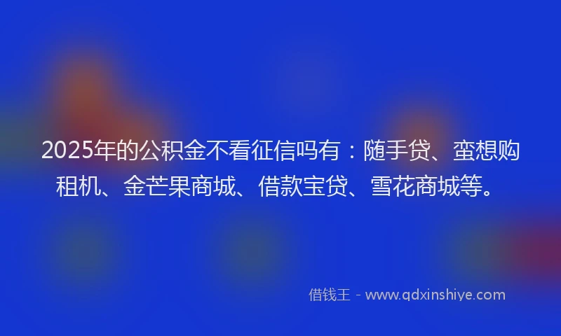 2025年的公积金不看征信吗有：随手贷、蛮想购租机、金芒果商城、借款宝贷、雪花商城等。