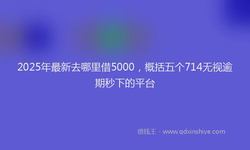 2025年最新去哪里借5000，概括五个714无视逾期秒下的平台