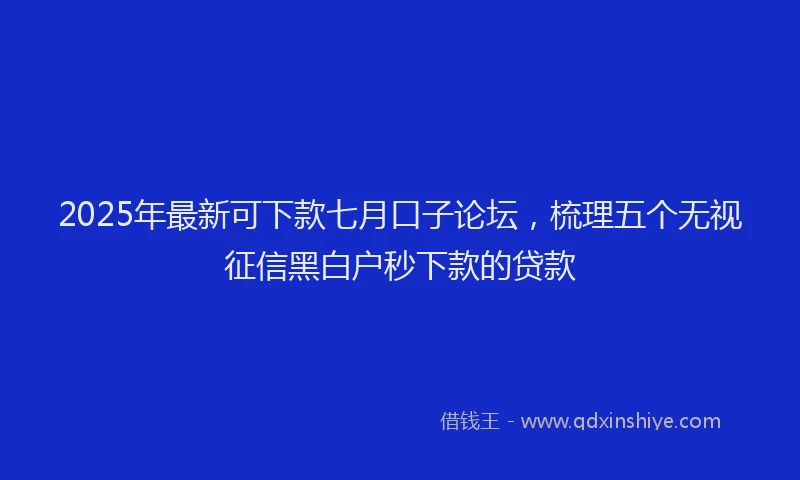 2025年最新可下款七月口子论坛，梳理五个无视征信黑白户秒下款的贷款