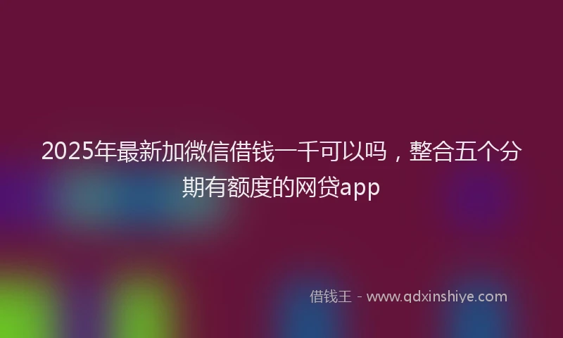 2025年最新加微信借钱一千可以吗，整合五个分期有额度的网贷app