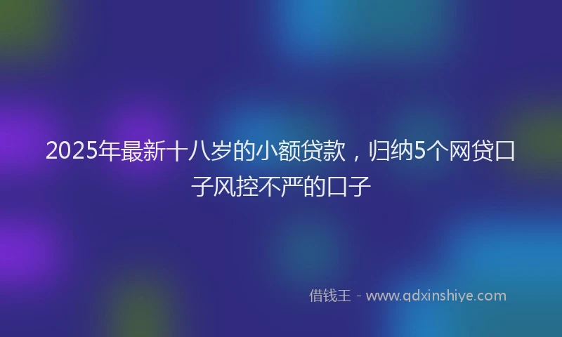 2025年最新十八岁的小额贷款，归纳5个网贷口子风控不严的口子
