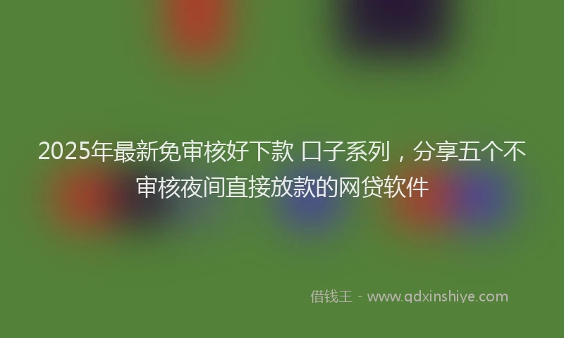 2025年最新免审核好下款 口子系列，分享五个不审核夜间直接放款的网贷软件