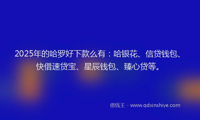 2025年的哈罗好下款么有：哈银花、信贷钱包、快借速贷宝、星辰钱包、臻心贷等。