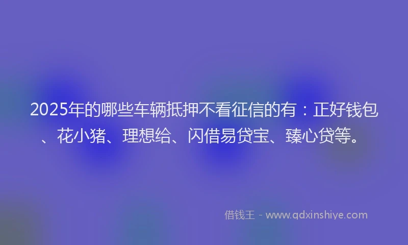 2025年的哪些车辆抵押不看征信的有：正好钱包、花小猪、理想给、闪借易贷宝、臻心贷等。