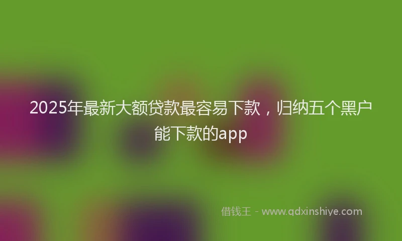 2025年最新大额贷款最容易下款，归纳五个黑户能下款的app