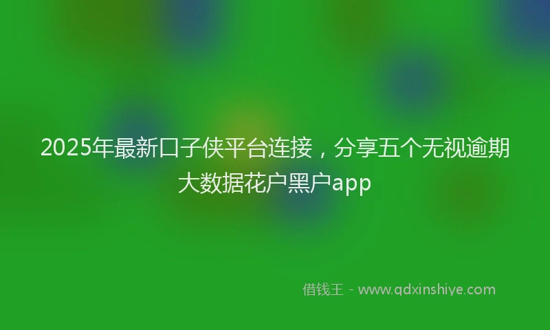 2025年最新口子侠平台连接，分享五个无视逾期大数据花户黑户app