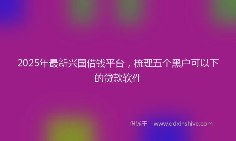 2025年最新兴国借钱平台，梳理五个黑户可以下的贷款软件