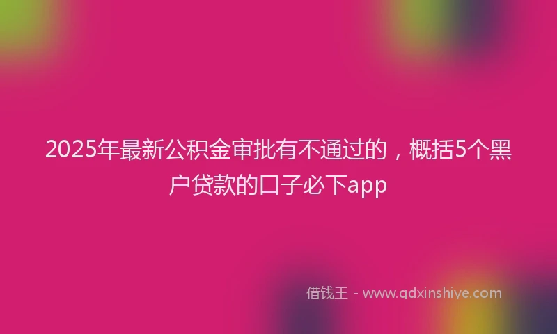 2025年最新公积金审批有不通过的，概括5个黑户贷款的口子必下app