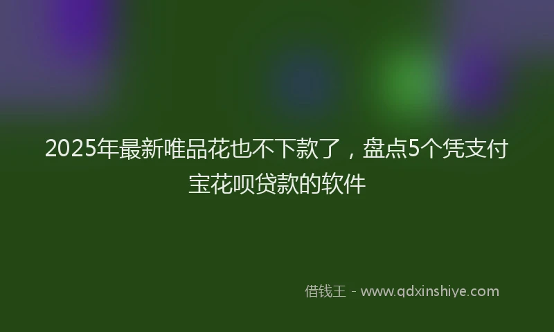 2025年最新唯品花也不下款了，盘点5个凭支付宝花呗贷款的软件