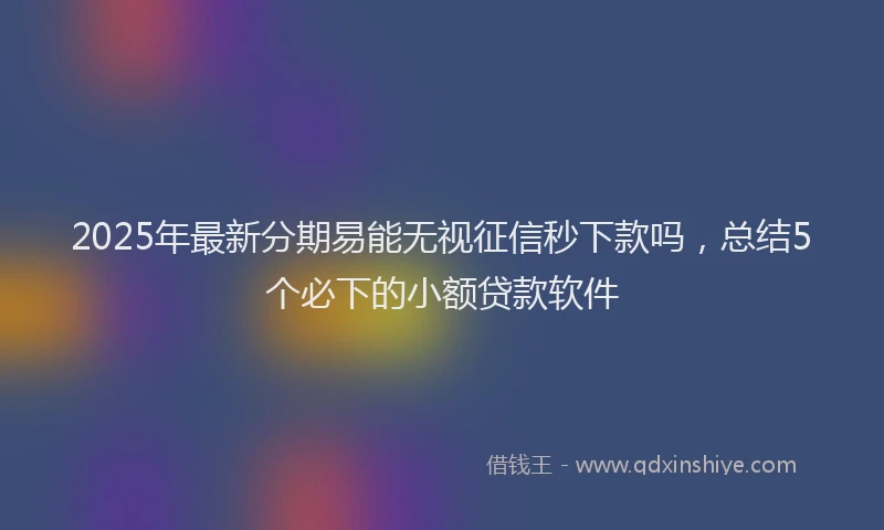 2025年最新分期易能无视征信秒下款吗，总结5个必下的小额贷款软件