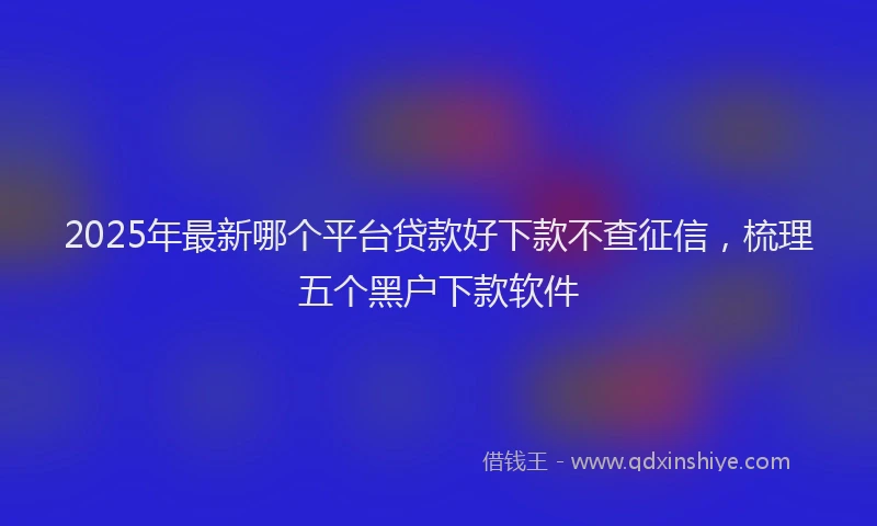 2025年最新哪个平台贷款好下款不查征信，梳理五个黑户下款软件