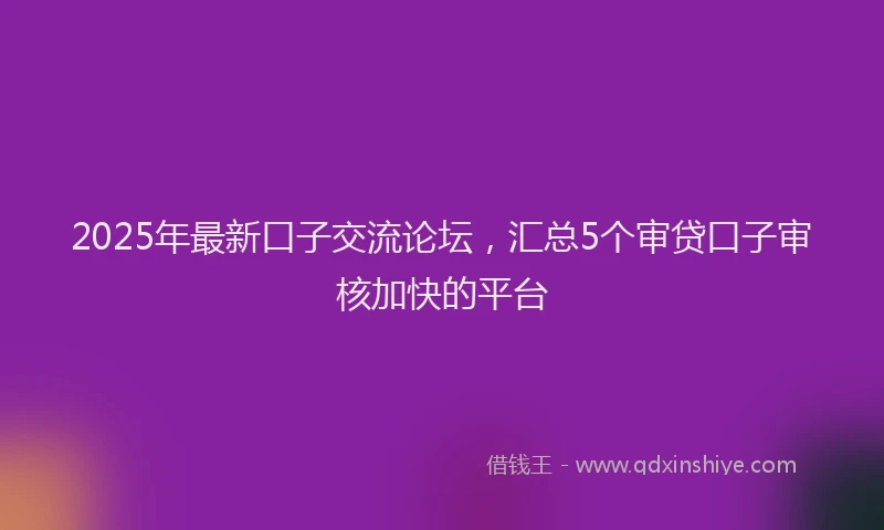 2025年最新口子交流论坛，汇总5个审贷口子审核加快的平台