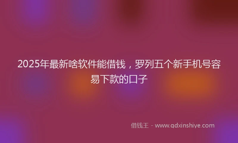 2025年最新啥软件能借钱，罗列五个新手机号容易下款的口子
