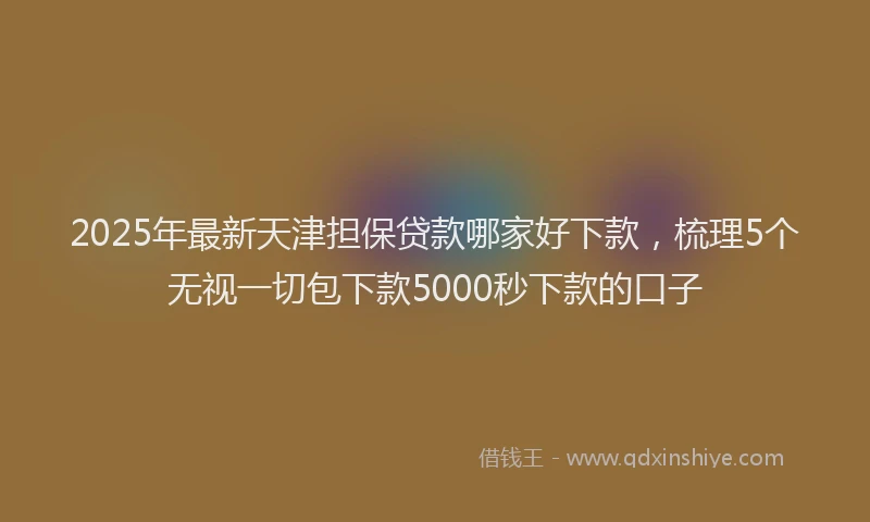 2025年最新天津担保贷款哪家好下款，梳理5个无视一切包下款5000秒下款的口子
