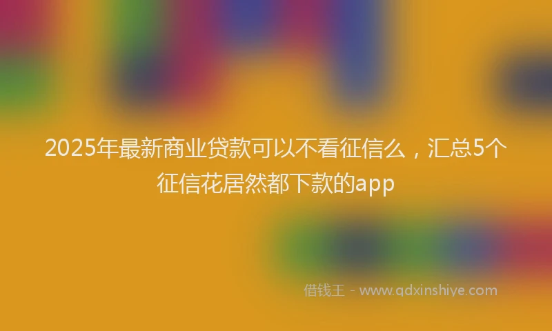 2025年最新商业贷款可以不看征信么，汇总5个征信花居然都下款的app