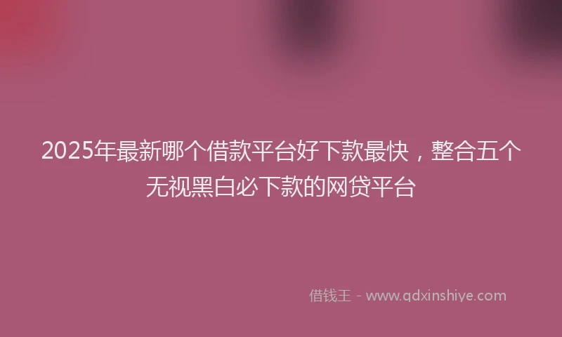 2025年最新哪个借款平台好下款最快，整合五个无视黑白必下款的网贷平台