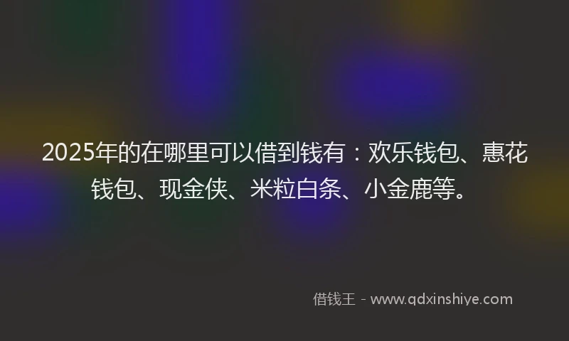 2025年的在哪里可以借到钱有：欢乐钱包、惠花钱包、现金侠、米粒白条、小金鹿等。