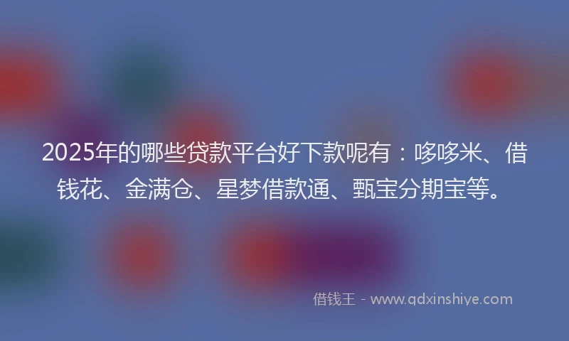 2025年的哪些贷款平台好下款呢有：哆哆米、借钱花、金满仓、星梦借款通、甄宝分期宝等。