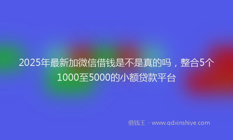 2025年最新加微信借钱是不是真的吗，整合5个1000至5000的小额贷款平台