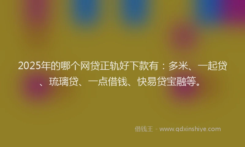 2025年的哪个网贷正轨好下款有：多米、一起贷、琉璃贷、一点借钱、快易贷宝融等。