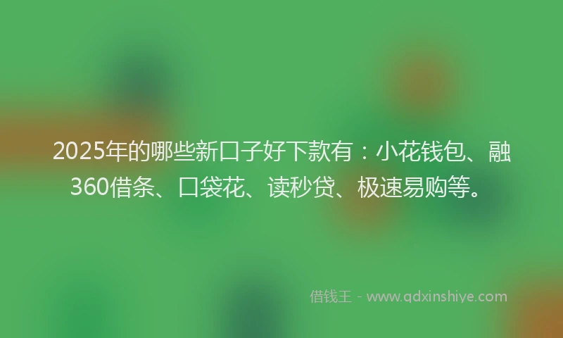 2025年的哪些新口子好下款有：小花钱包、融360借条、口袋花、读秒贷、极速易购等。