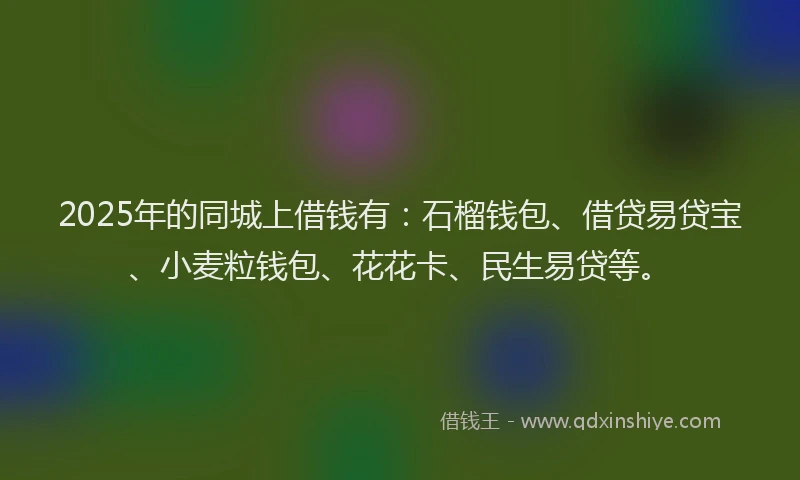2025年的同城上借钱有：石榴钱包、借贷易贷宝、小麦粒钱包、花花卡、民生易贷等。