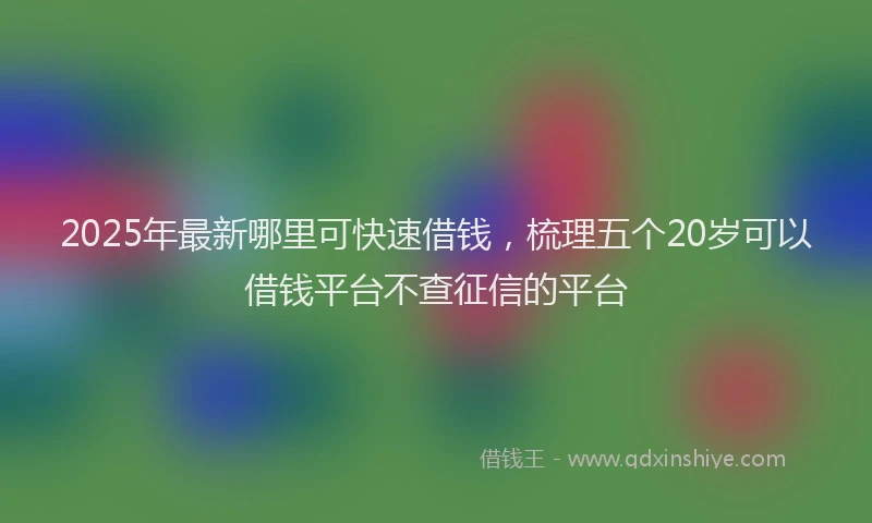 2025年最新哪里可快速借钱，梳理五个20岁可以借钱平台不查征信的平台