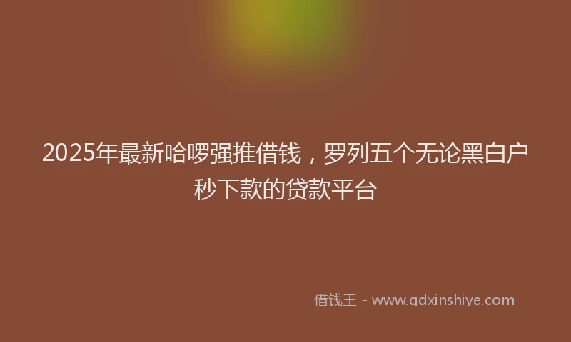 2025年最新哈啰强推借钱，罗列五个无论黑白户秒下款的贷款平台