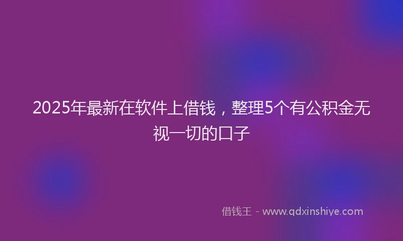 2025年最新在软件上借钱，整理5个有公积金无视一切的口子