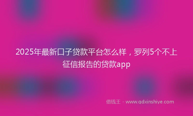 2025年最新口子贷款平台怎么样，罗列5个不上征信报告的贷款app
