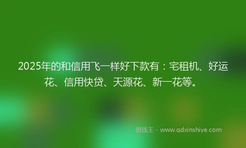 2025年的和信用飞一样好下款有：宅租机、好运花、信用快贷、天源花、新一花等。