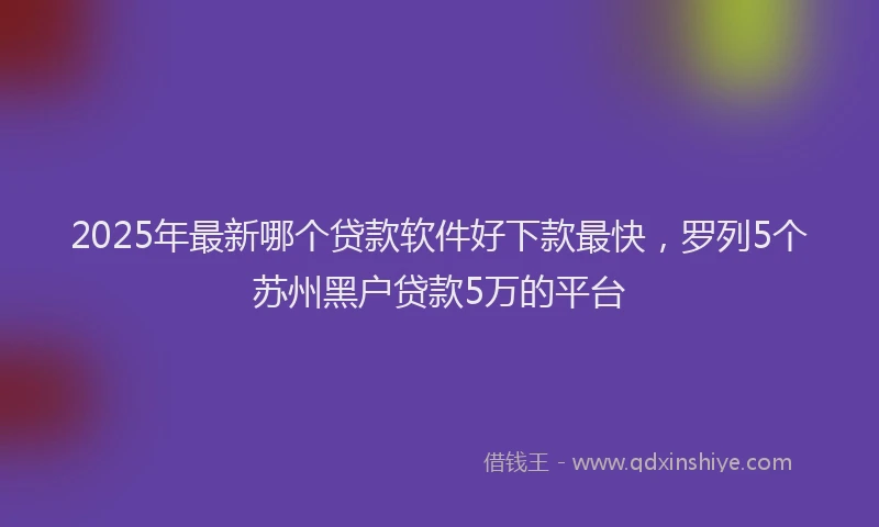 2025年最新哪个贷款软件好下款最快，罗列5个苏州黑户贷款5万的平台