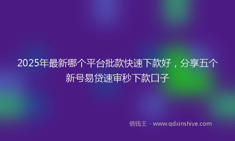 2025年最新哪个平台批款快速下款好，分享五个新号易贷速审秒下款口子