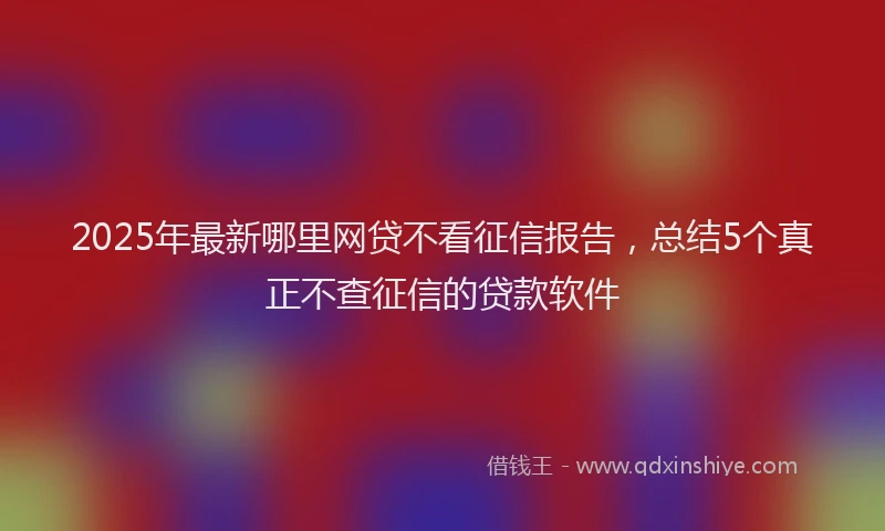 2025年最新哪里网贷不看征信报告，总结5个真正不查征信的贷款软件
