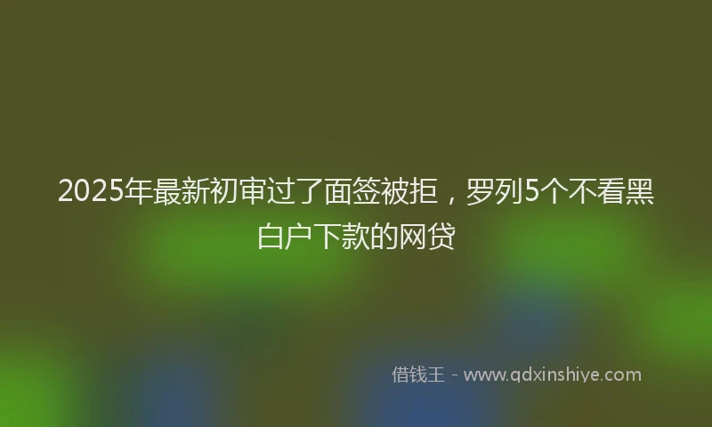 2025年最新初审过了面签被拒，罗列5个不看黑白户下款的网贷
